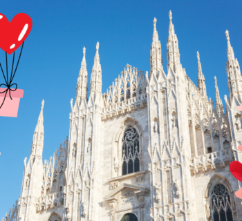 duomo di milano con cornice a cuoricini